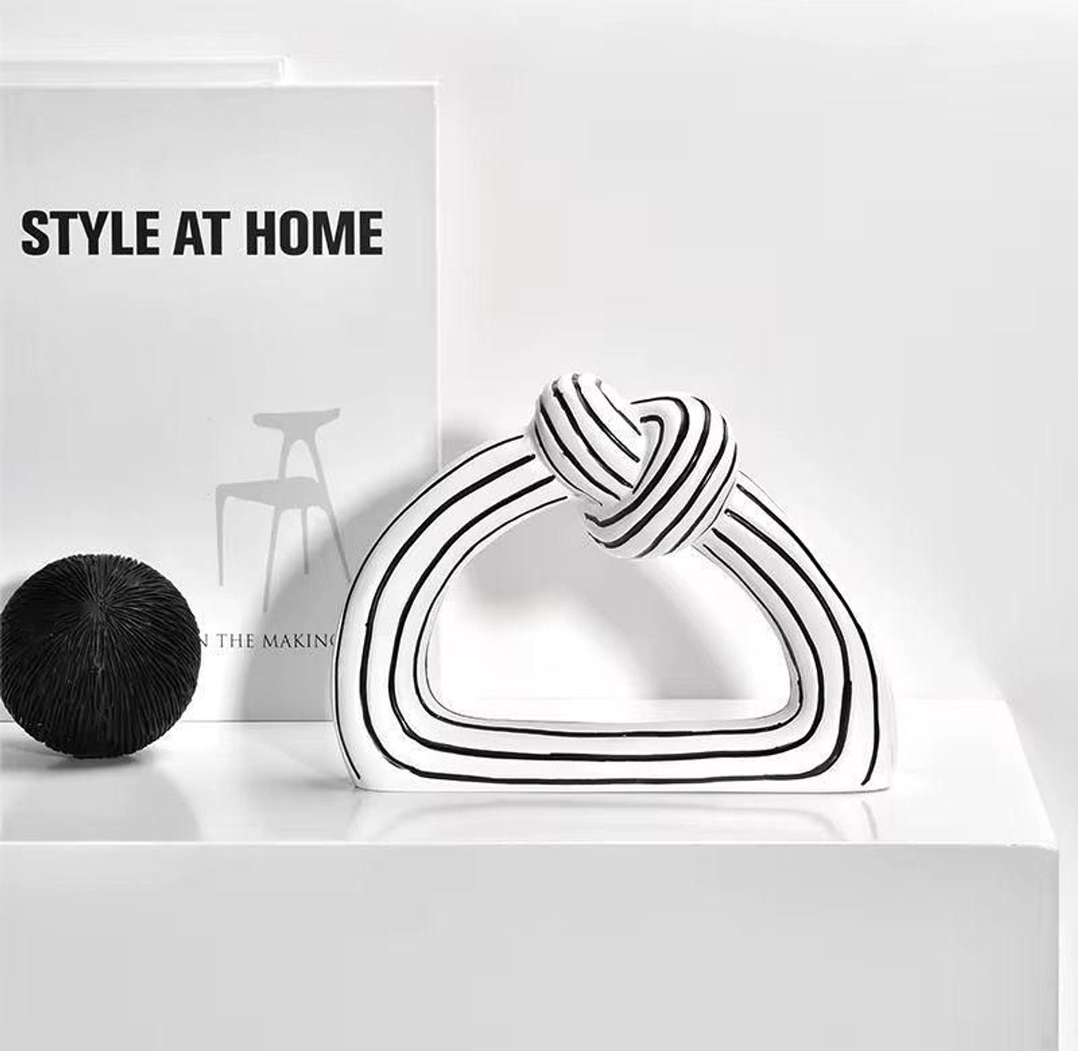 Modern Black & White Striped Abstract Decorative Ornament image