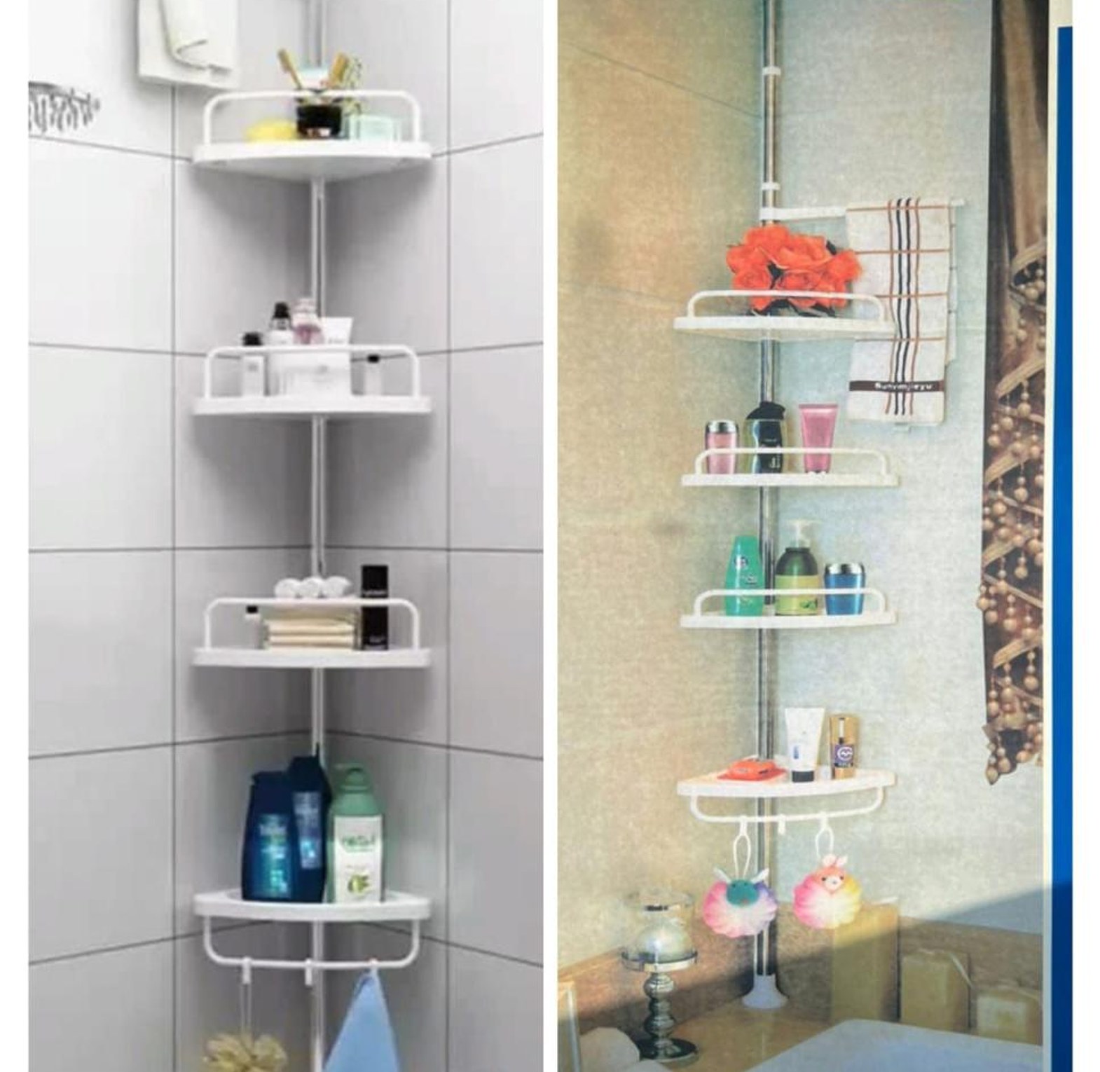 4 Layer Multi Corner Shelf Tension Pole-Bathroom Organizer image