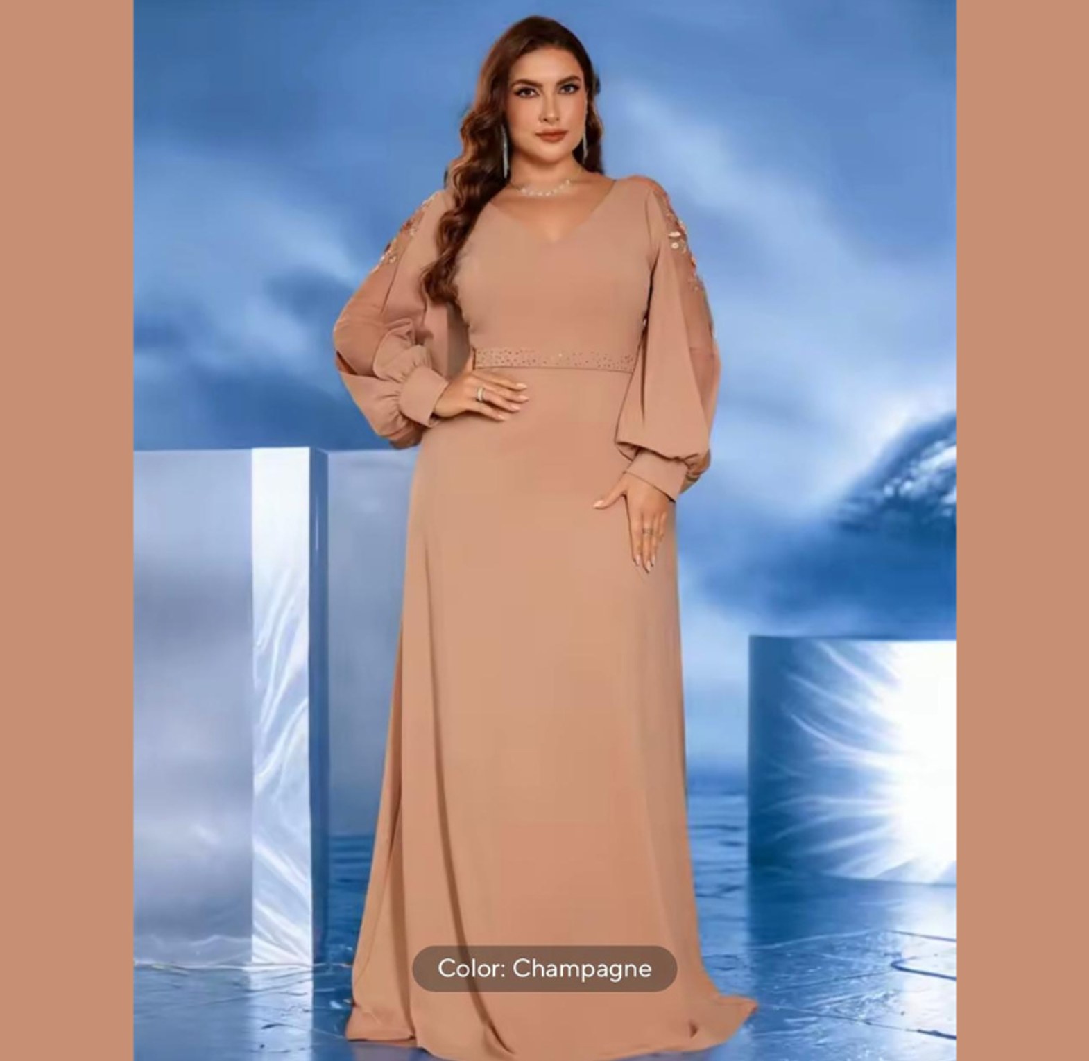 Sahara Flow Balloon Sleeve A-Line Gown image