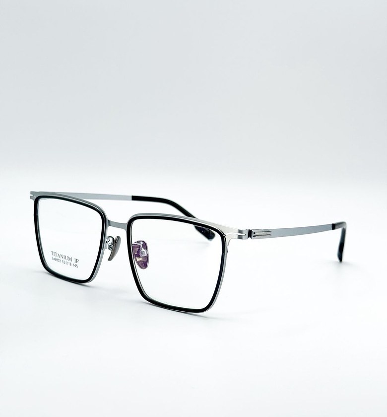 Ultra-Lightweight Silver and Black Metal Glasses image