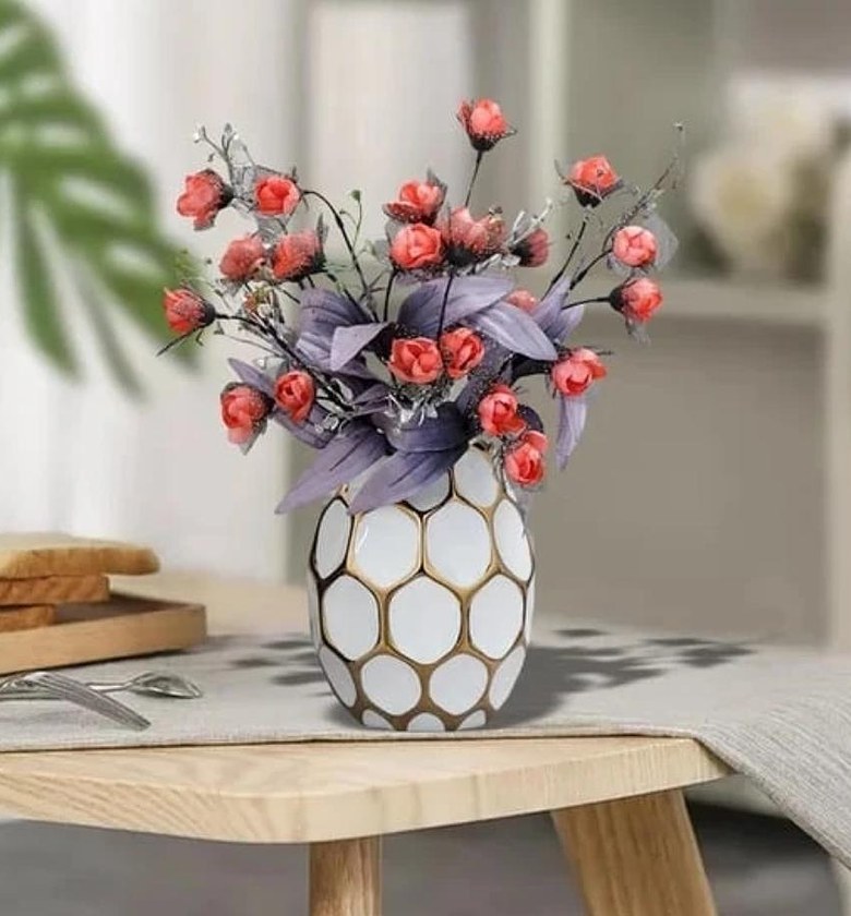 The Lattice Aura Honeycomb Ceramic Vase Accent image