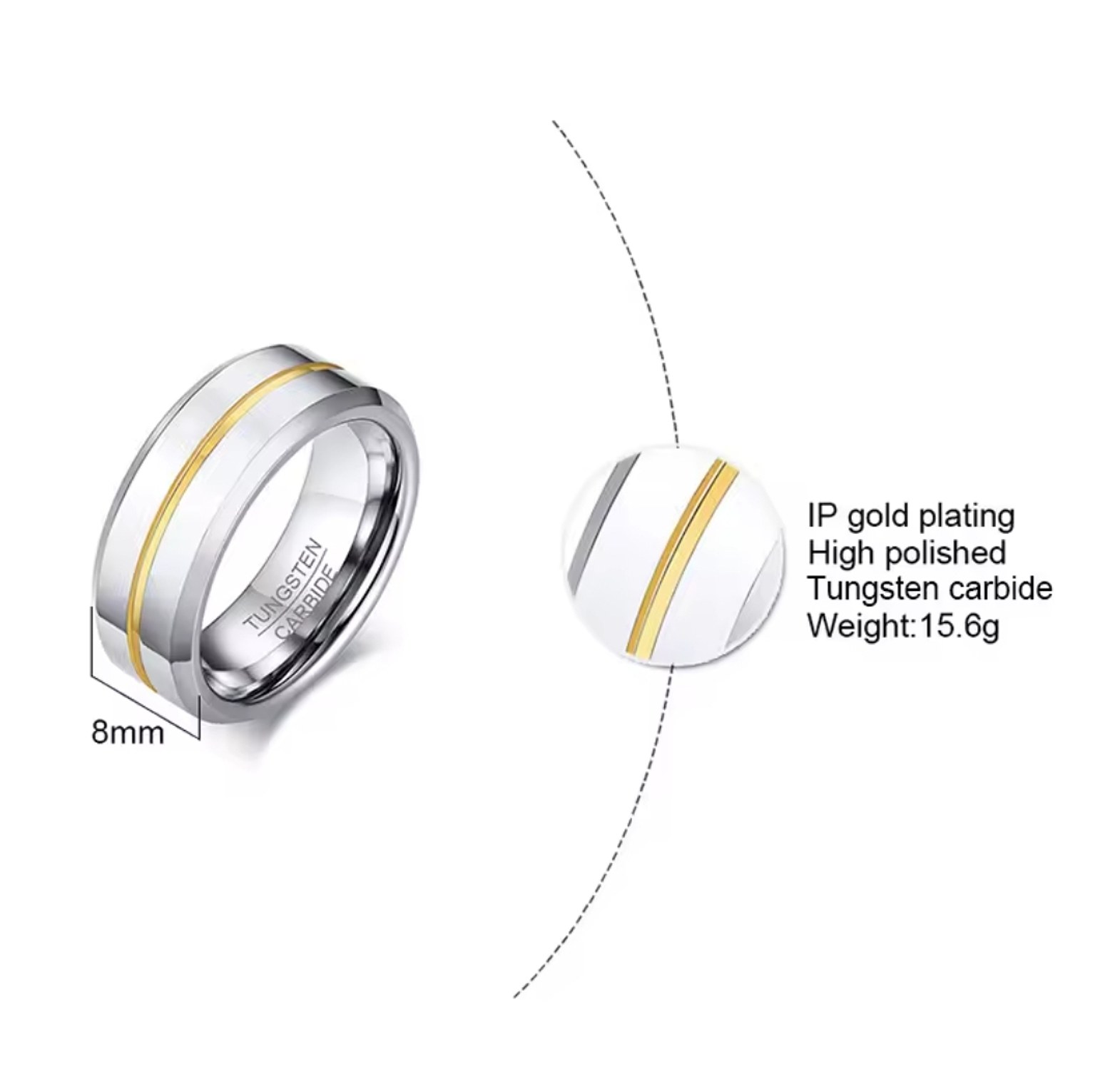 Tungsten Carbide Men's Ring with Gold Groove  image