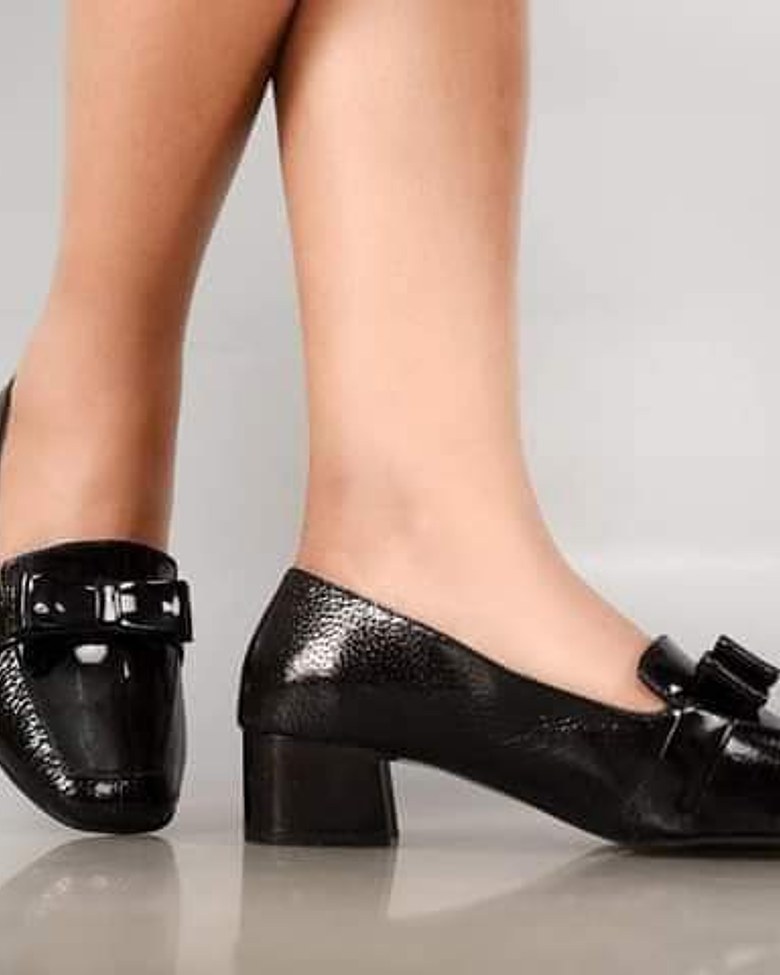 Premium Turkish Pure Leather Bowed Black Elegant Shoes image