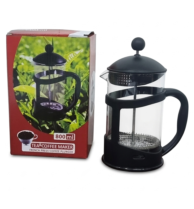 800ml French Press Coffee Maker and Tea Plunger with Stainless Steel Filter - Premium Manual Glass Coffee Plunger Brewer Nairobi Kenya image