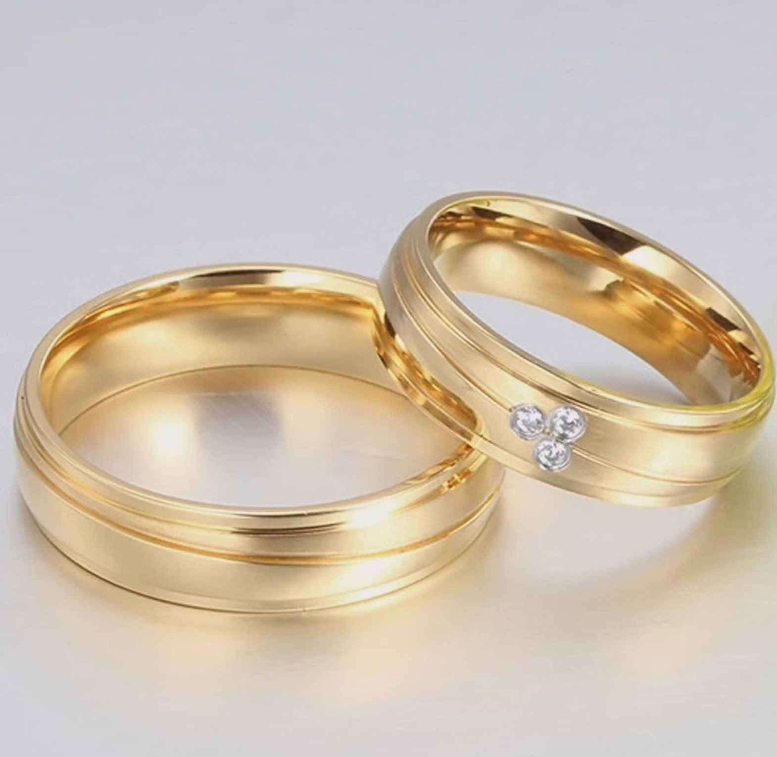 Stainless steel gold plated wedding band image