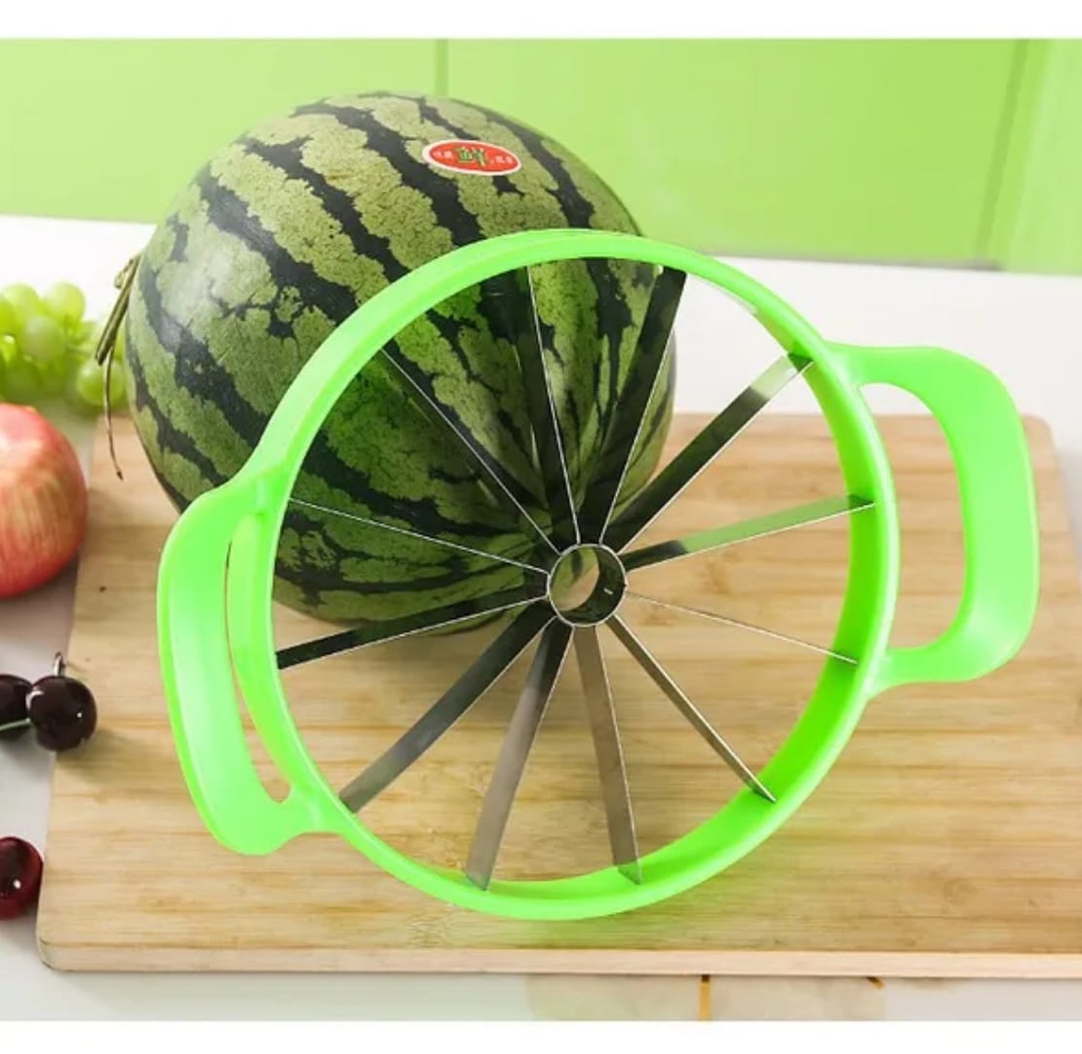 Stainless Steel Watermelon Slicer & Melon Cutter with Non-Slip Handles - 12 Blade Fruit Divider for Easy Slicing image