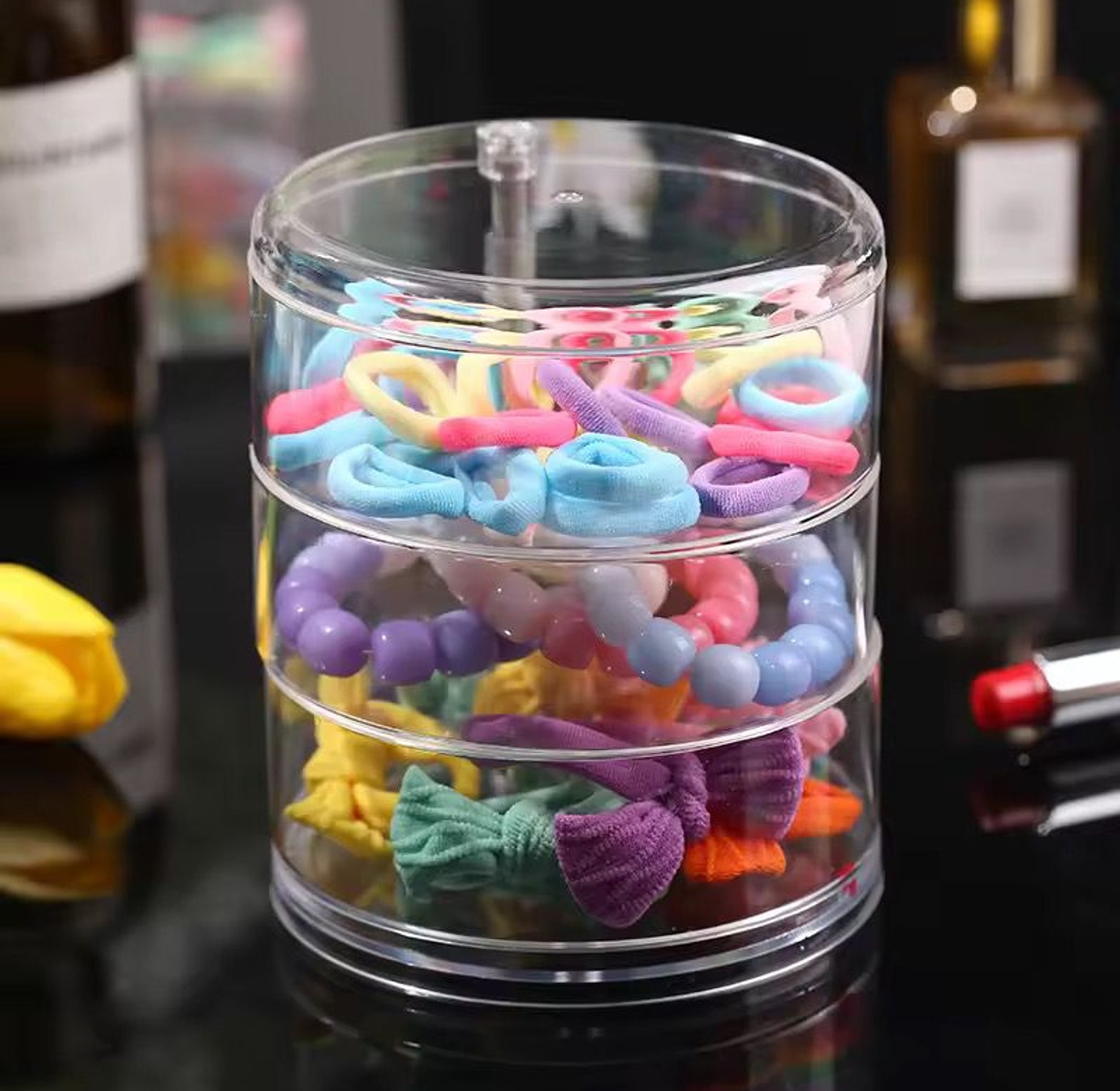 Transparent Rotating Jewelry Box Three-layer image