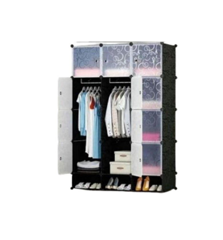 Modern Heavy Duty Portable 3-Column Plastic Wardrobes. image