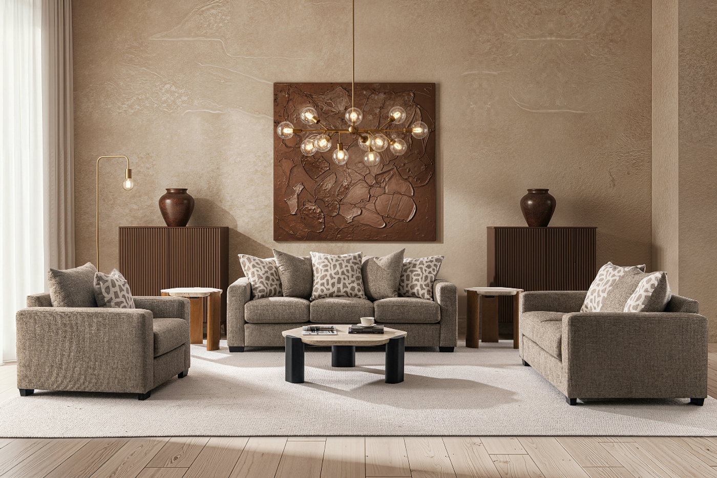 ASHFORD 7 Seater Fabric Sofa (3+2+1+1) image 1
