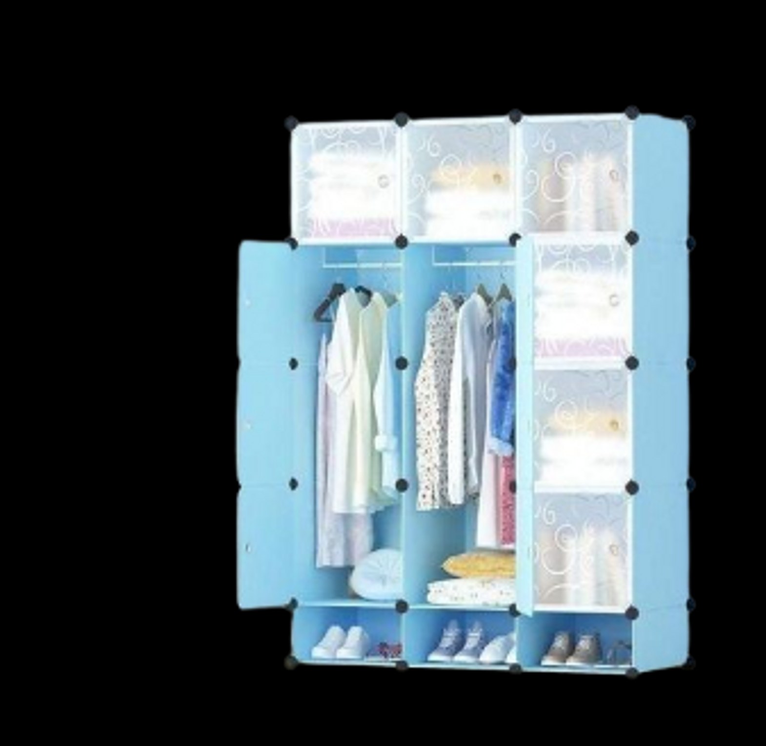 Portable 3-Column Plastic Wardrobes. image