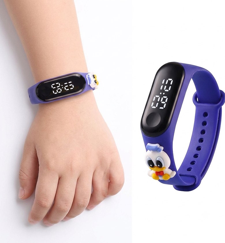 Kids Digital LED Cartoon Watch Donald Duck Adjustable Silicone Wristband Waterproof Display for Children Boys Girls image