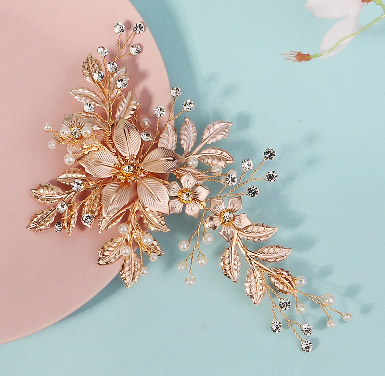 Rose gold bridal hair vine/accessories  image