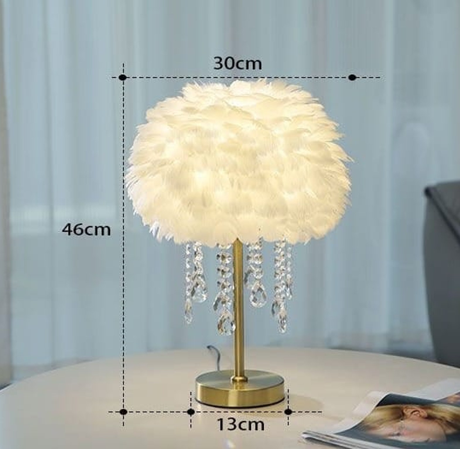 Nordic Feather Crystal Table Lamp image