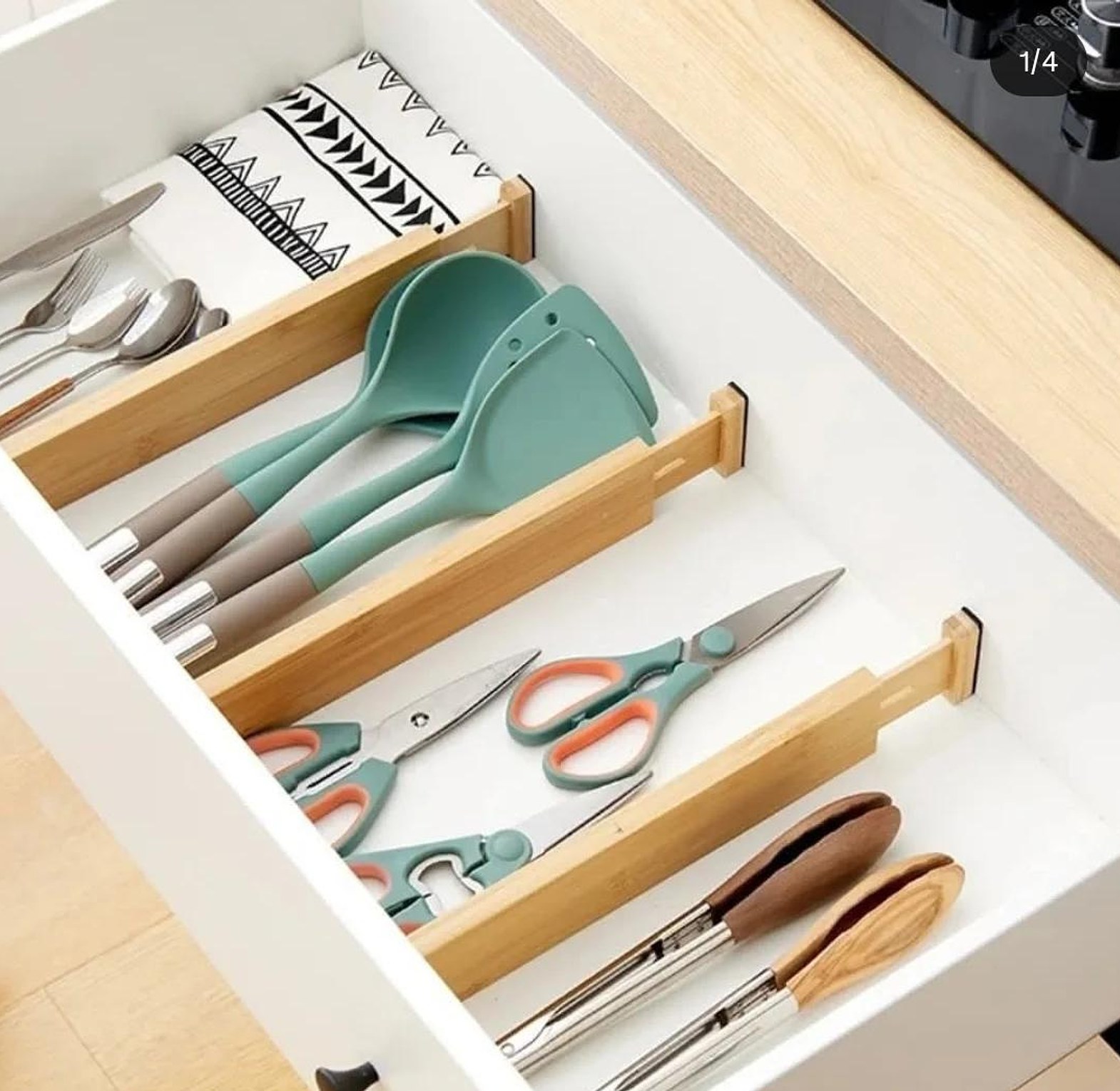 4pcs Bamboo drawer dividers image
