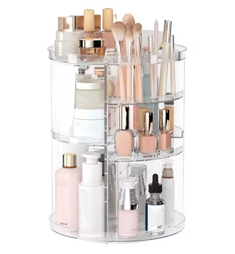 360 Rotating Makeup Organizer – Premium Clear Acrylic Cosmetic Storage Stand for Nairobi Vanity Tables image