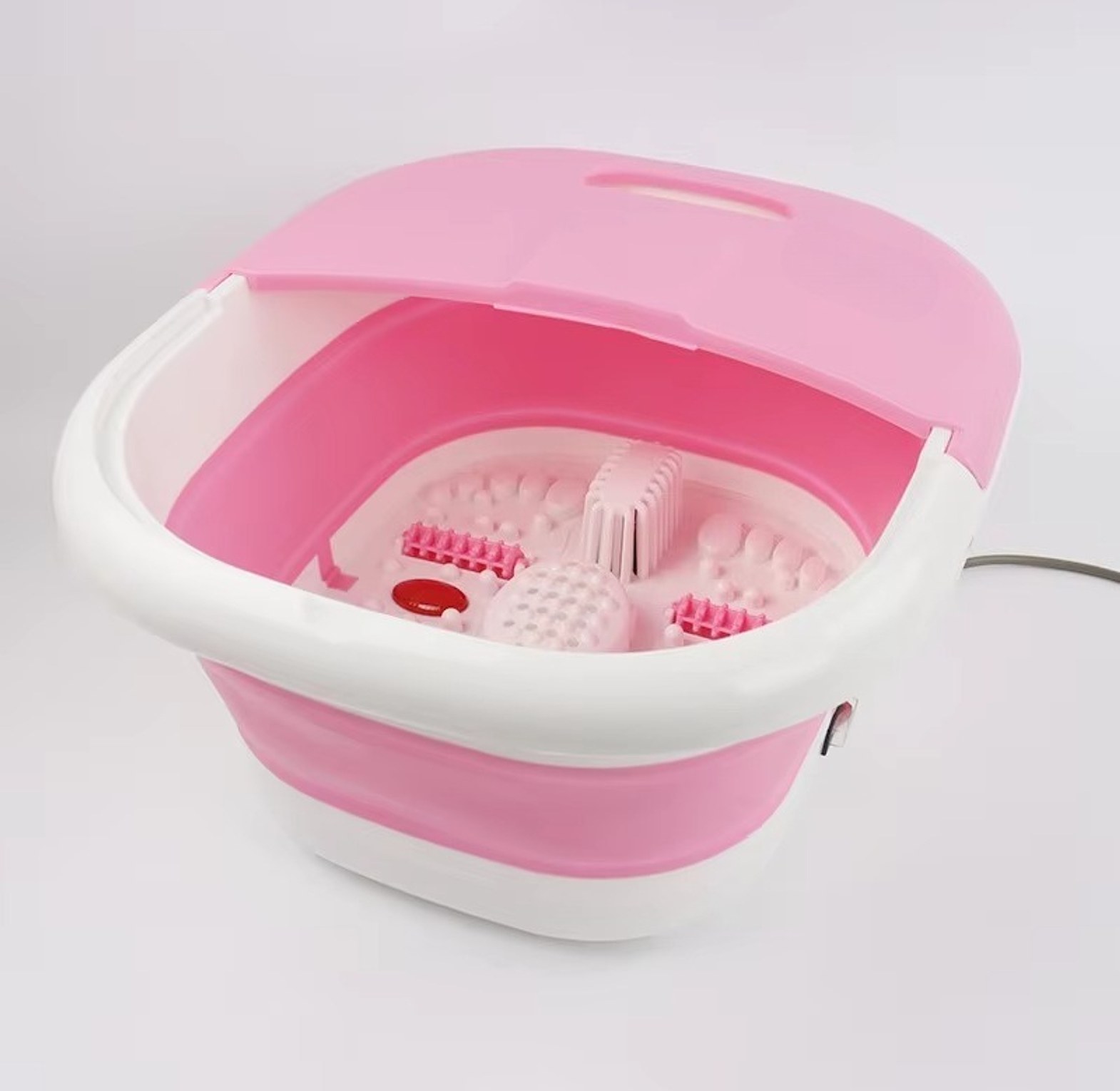 Collapsible Electric Foot Spa Massager with Automatic Heat, Infrared Light & Massage Rollers - Portable Pedicure Bath Basin image