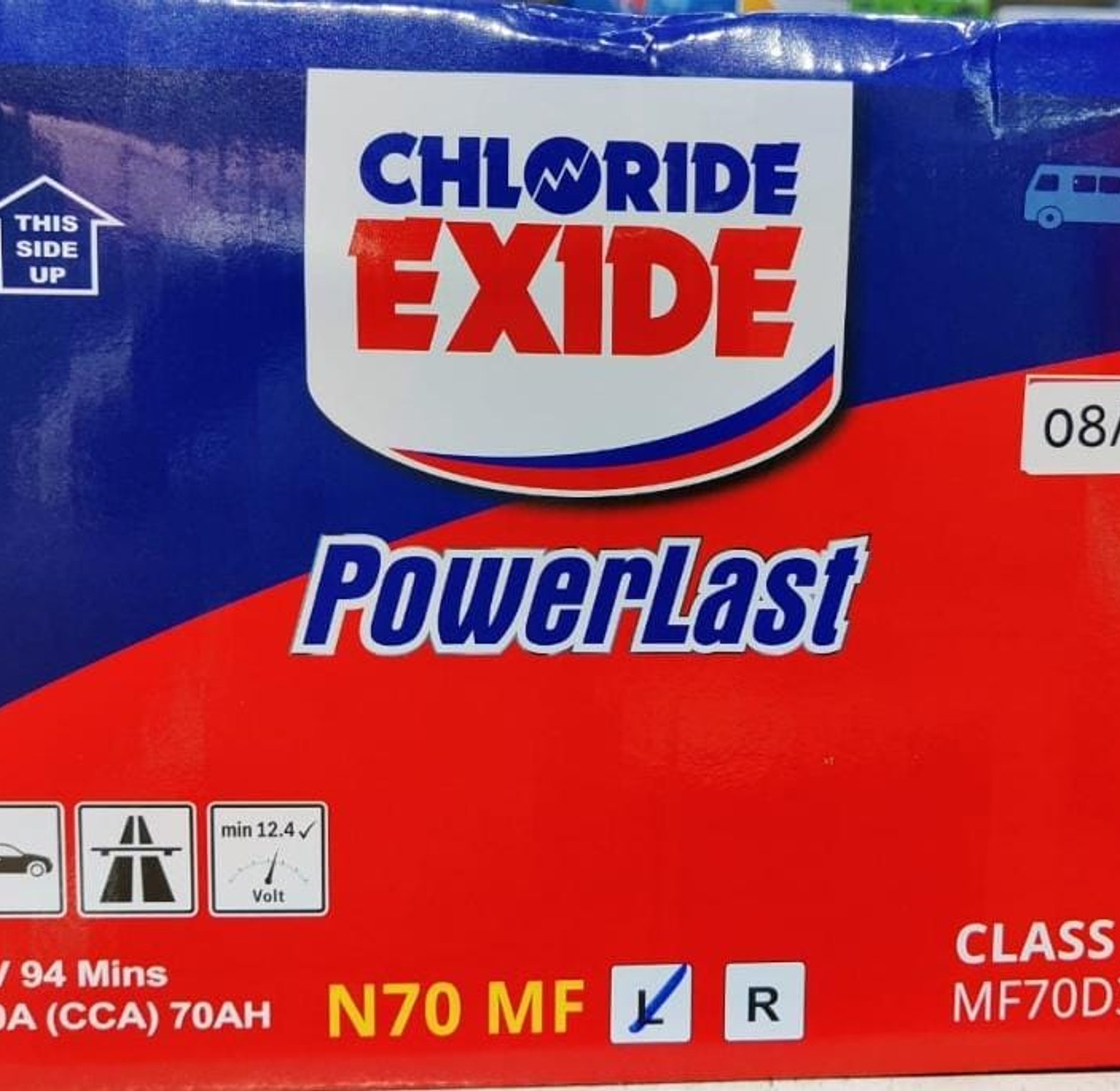 Car  Battery. Chloride Exide PowerLast N70 MF R battery. image