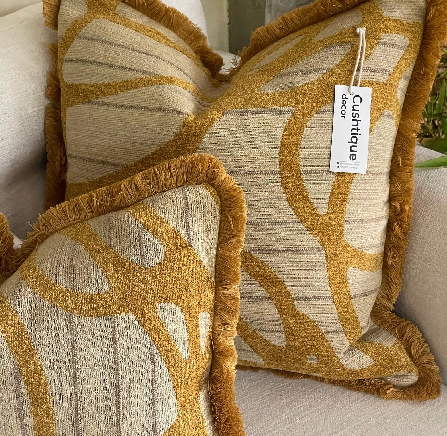 Vine Cushion paired with brushed fringe trim image
