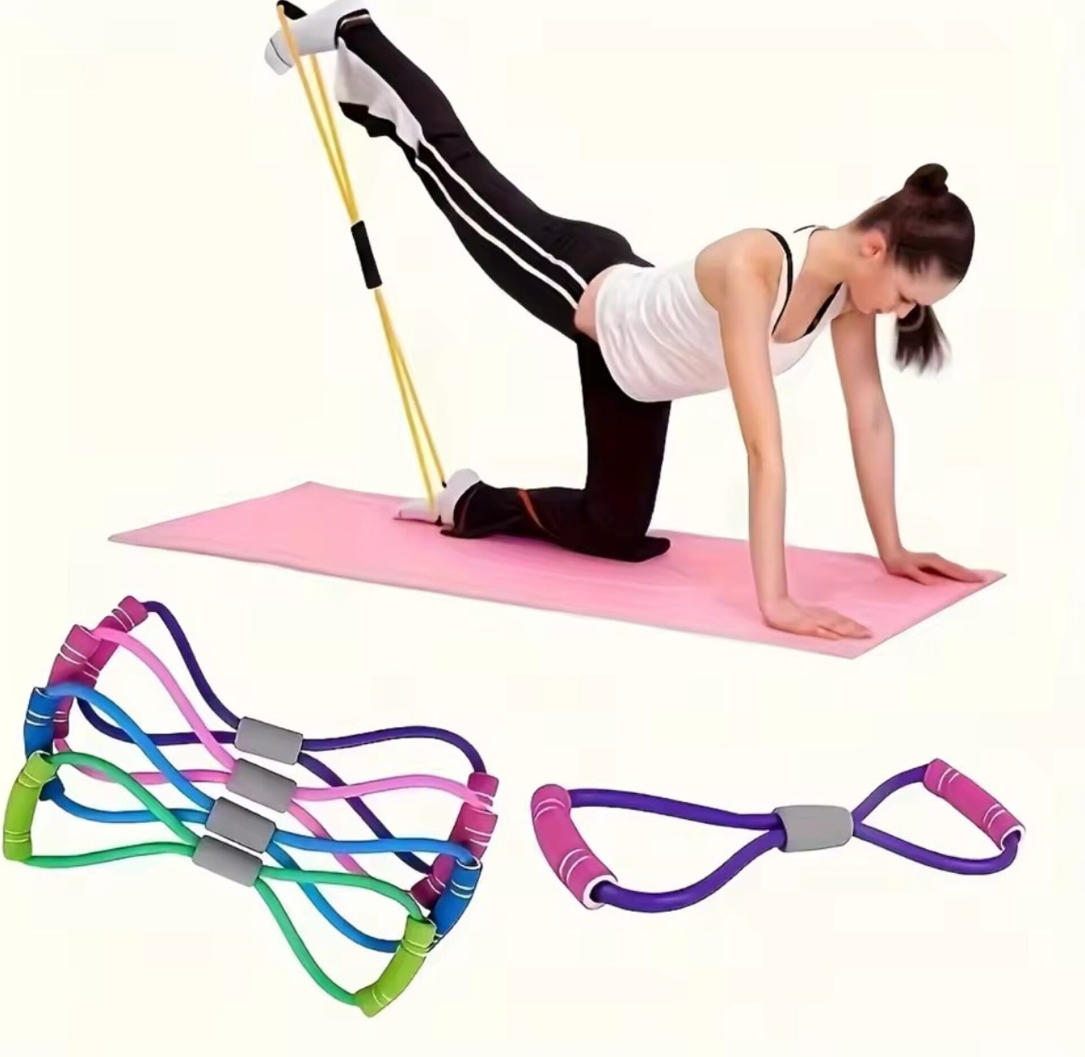 8-Shape Resistance Band Yoga Pull Rope for Full Body Toning & Strength Training - Portable Home Gym Equipment image