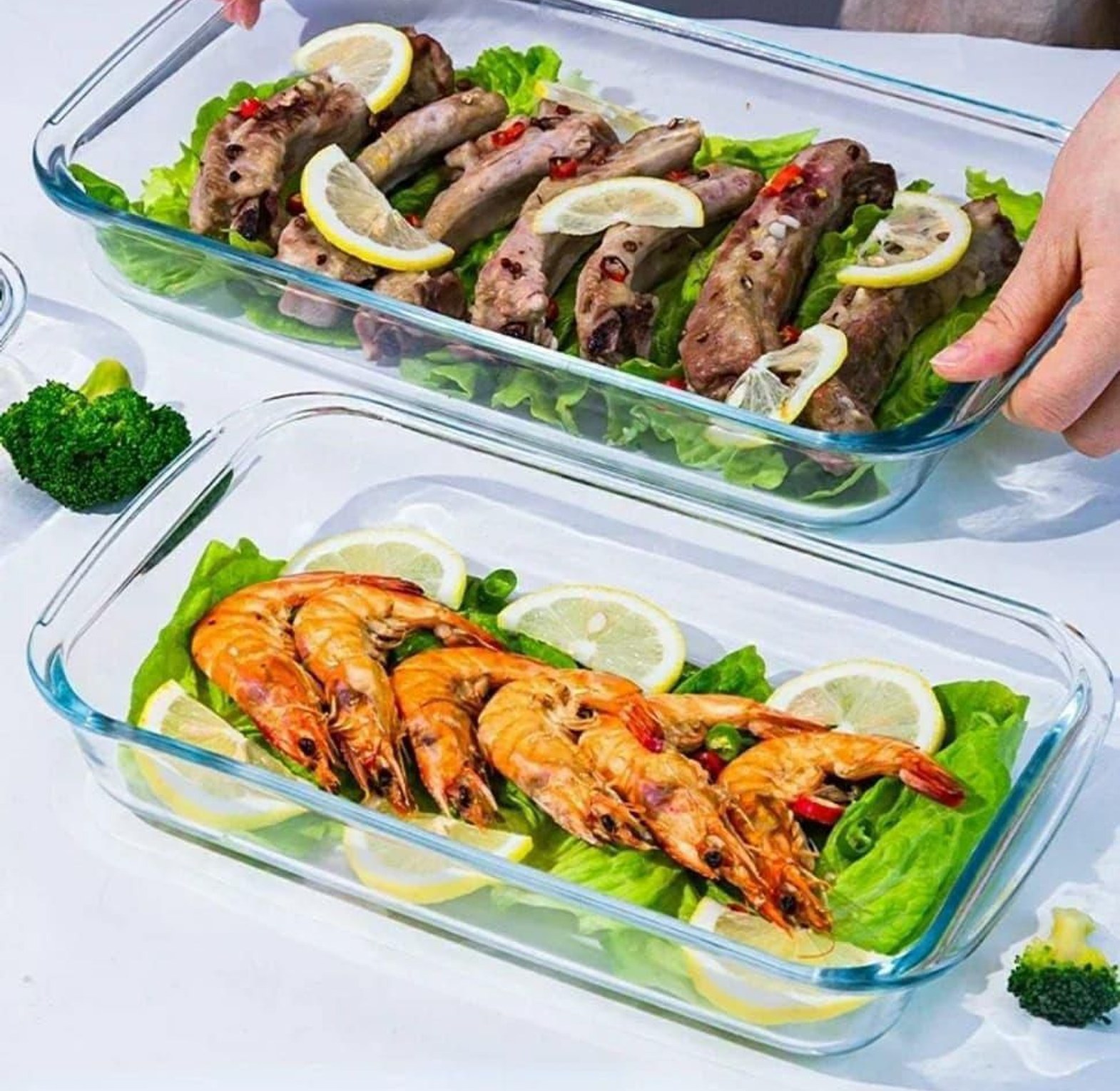 Generic 2pcs High Quality Heat Resistant Glass Bake Pan image