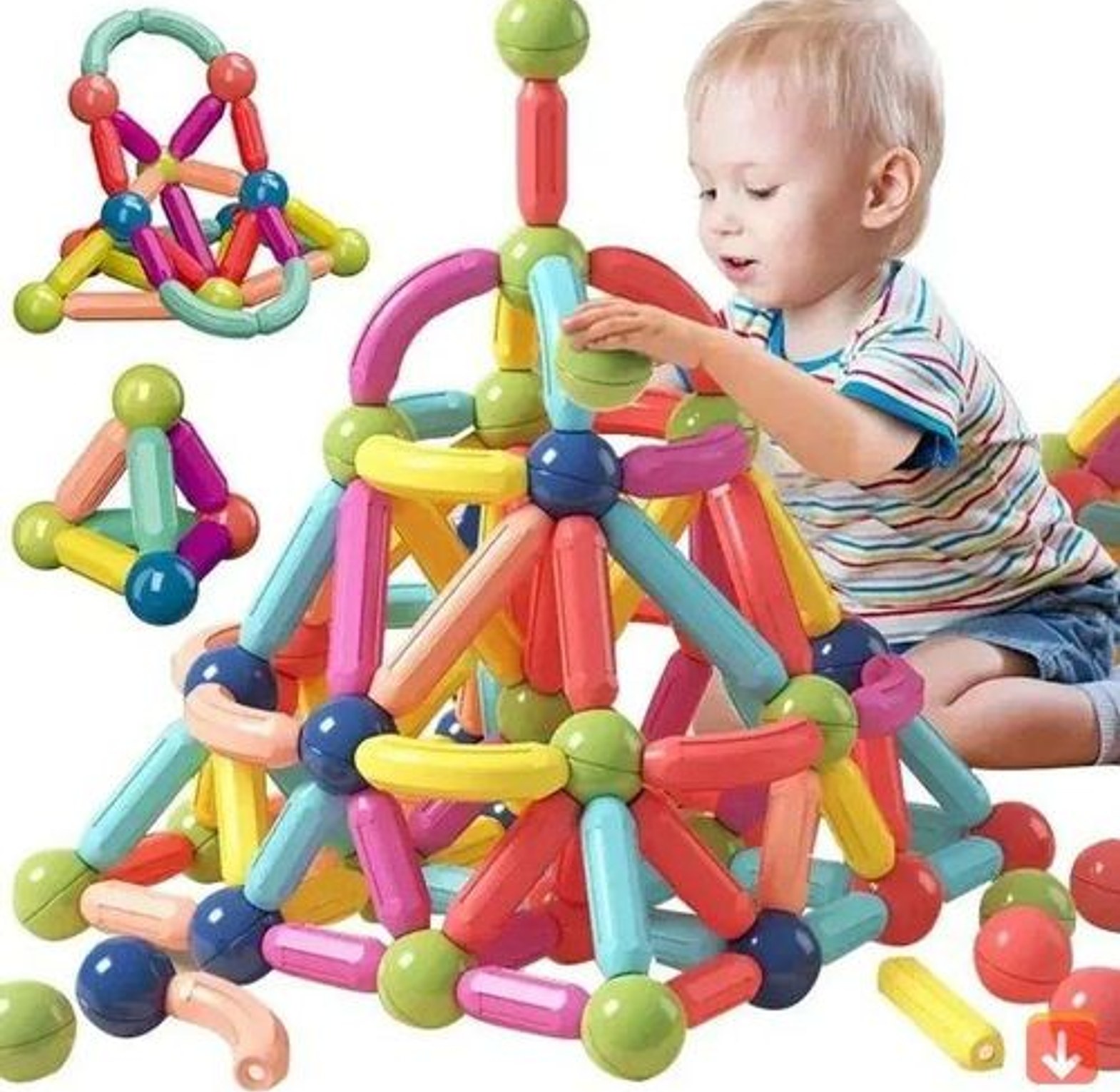 Toy Magnetic Stick Designer Building Blocks Set Kids 42 Pcs Big Size Magnets Bricks Montessori  image