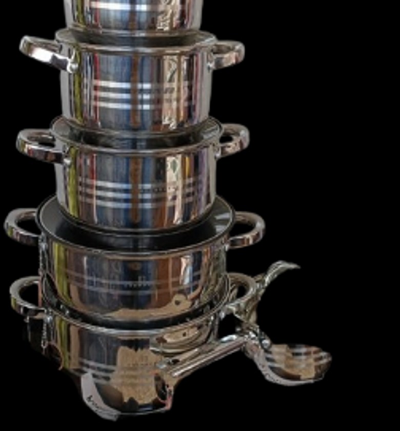  Edenberg 12-piece Stainless Steel Cookware Set.  image