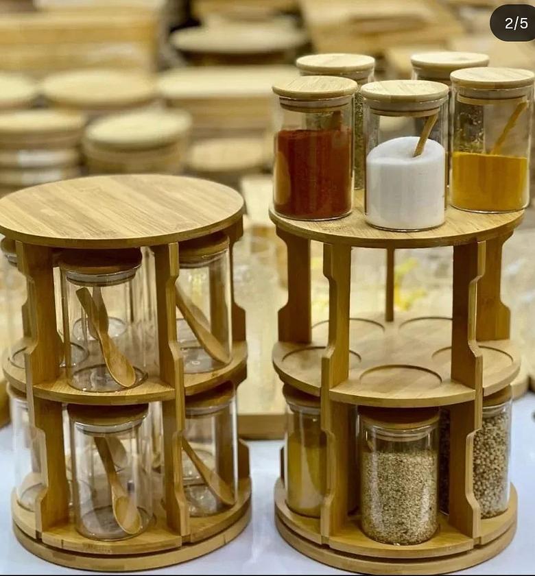 Rotating Spice Bamboo Tabletop Rack image