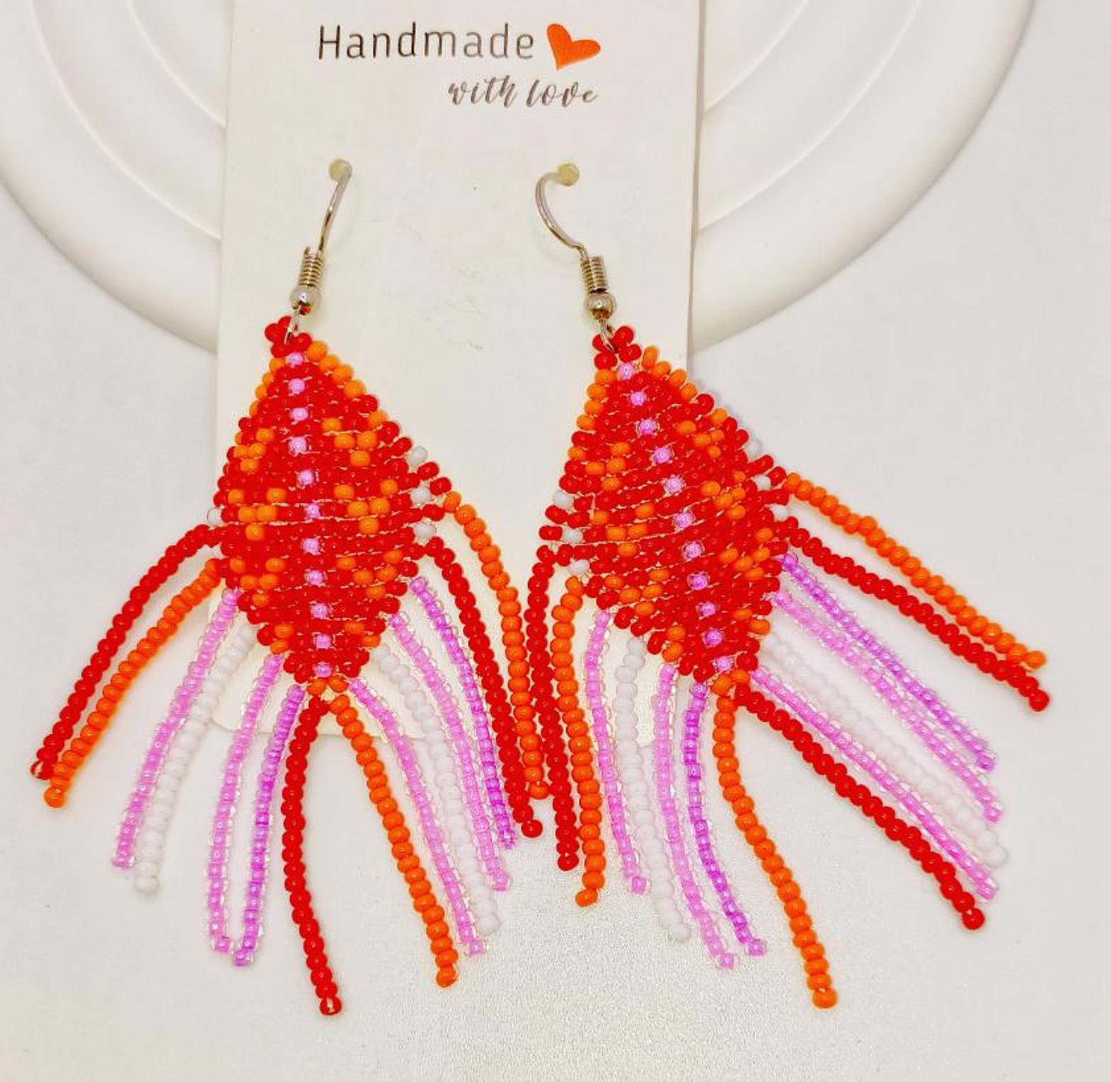 Handmade colourful beads earrings  image