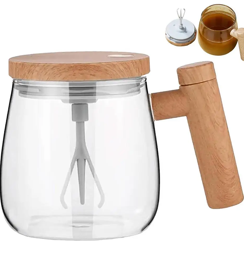 Automatic Electric Self Stirring Glass Mug Rechargeable Coffee Mixing Cup – Premium Lazy Blender Cup for Home & Office image