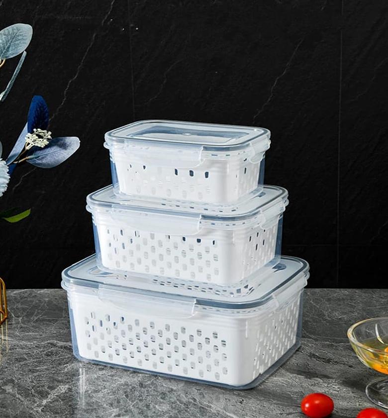 3pc  Fruit And Vegetable Refrigerator Storage Container image