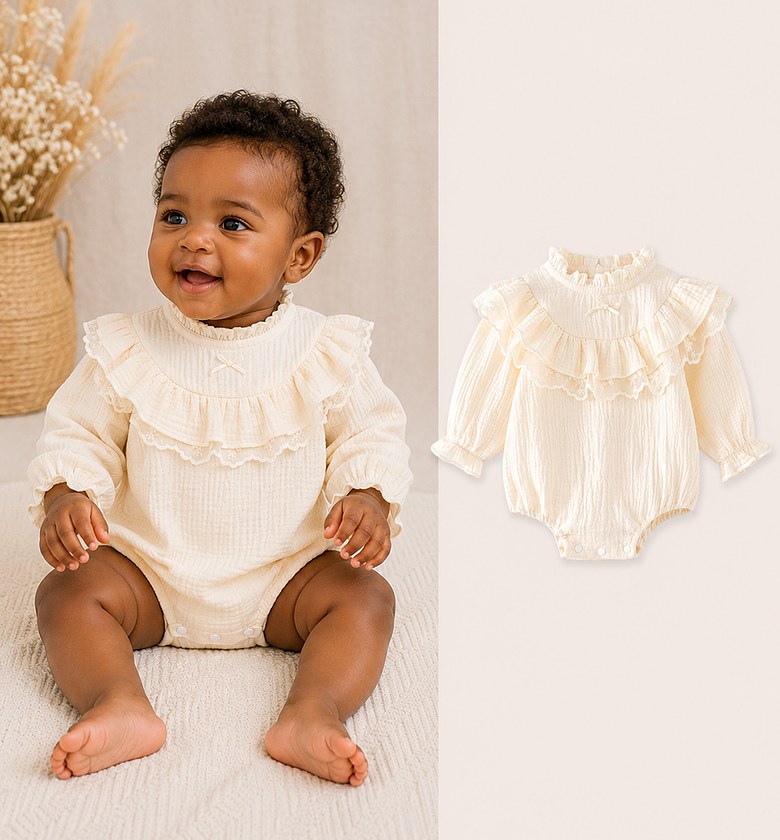 Ivory Ruffle Romper image