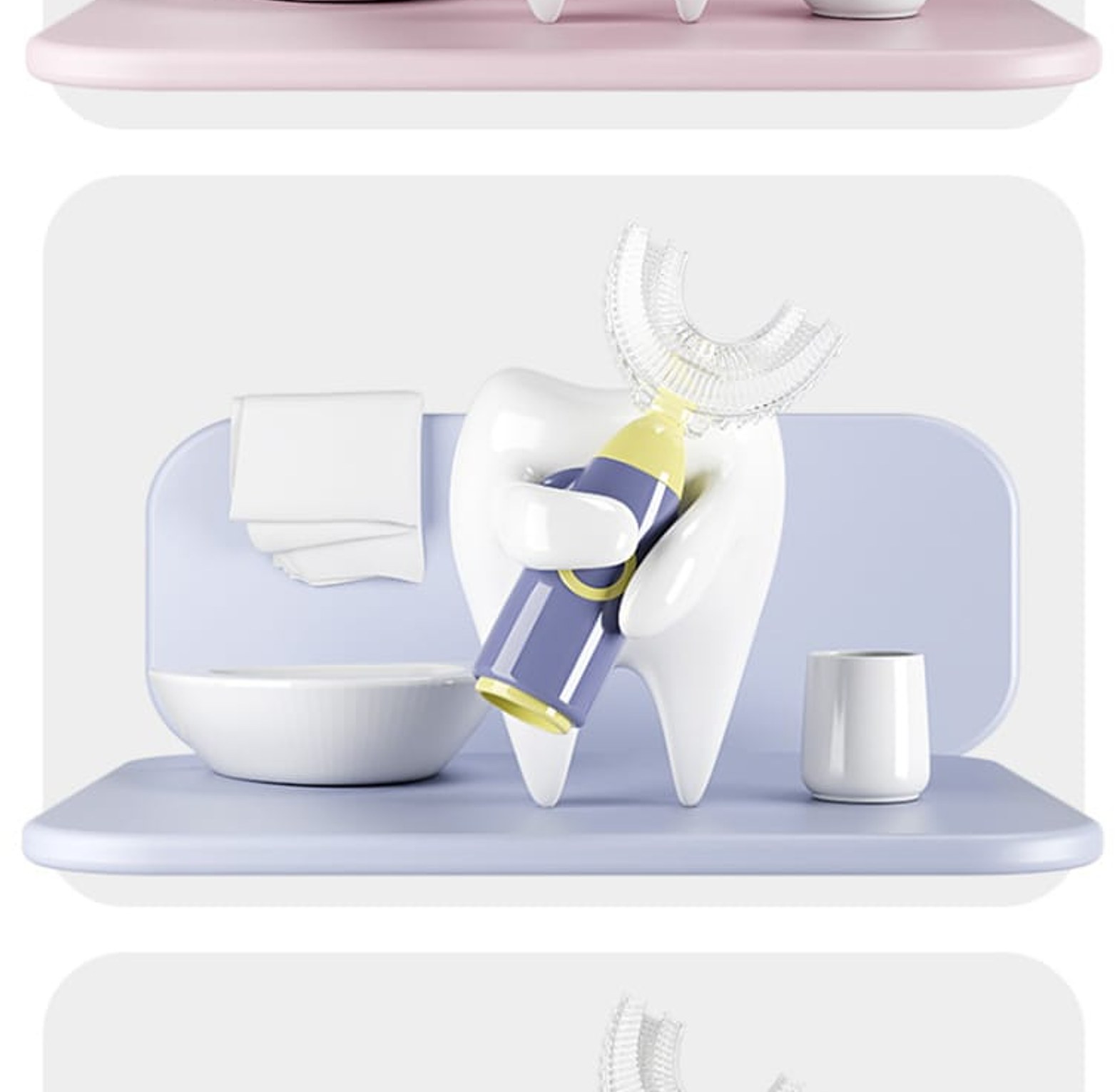 Children U-shaped Toothbrush Silicone Washable Manual Cleaning Tooth Brush image