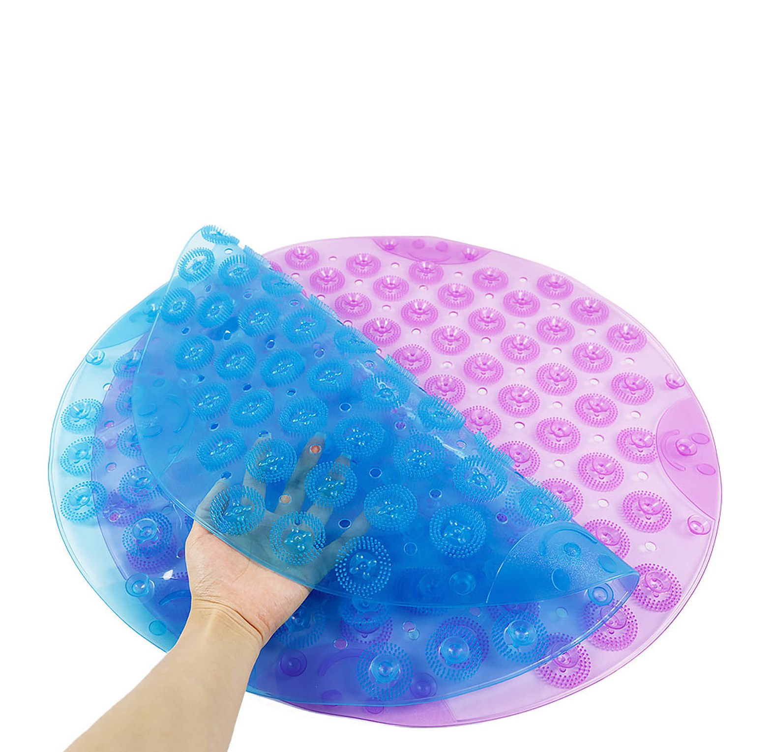 Non-Slip Silicone Bathroom Mat & Shower Foot Scrubber Pad with Suction Cups for Safety and Foot Massage image