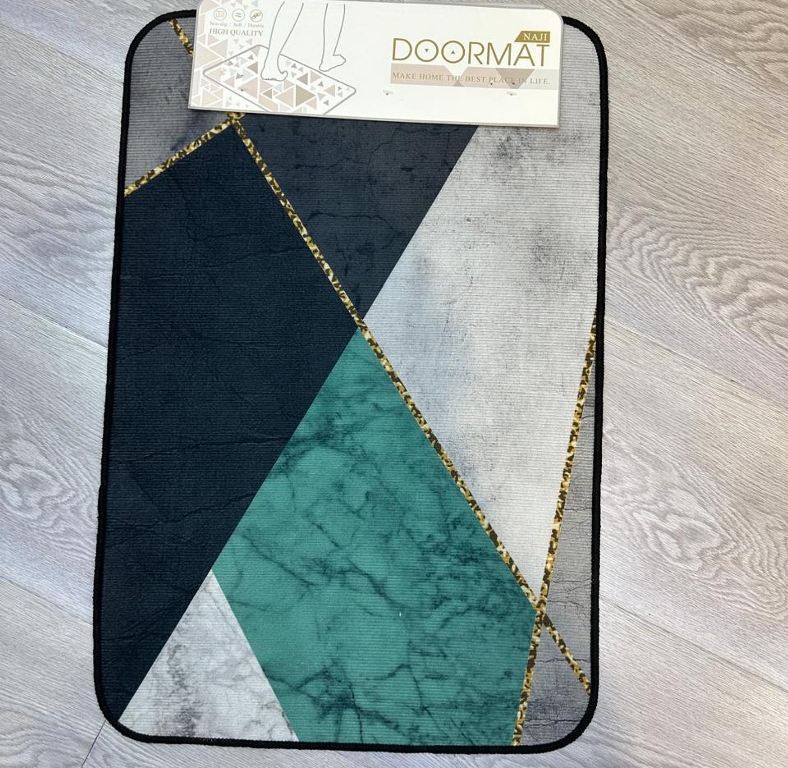 Doormat With Gold Accents - Stylish Non-Slip Entryway Mat image