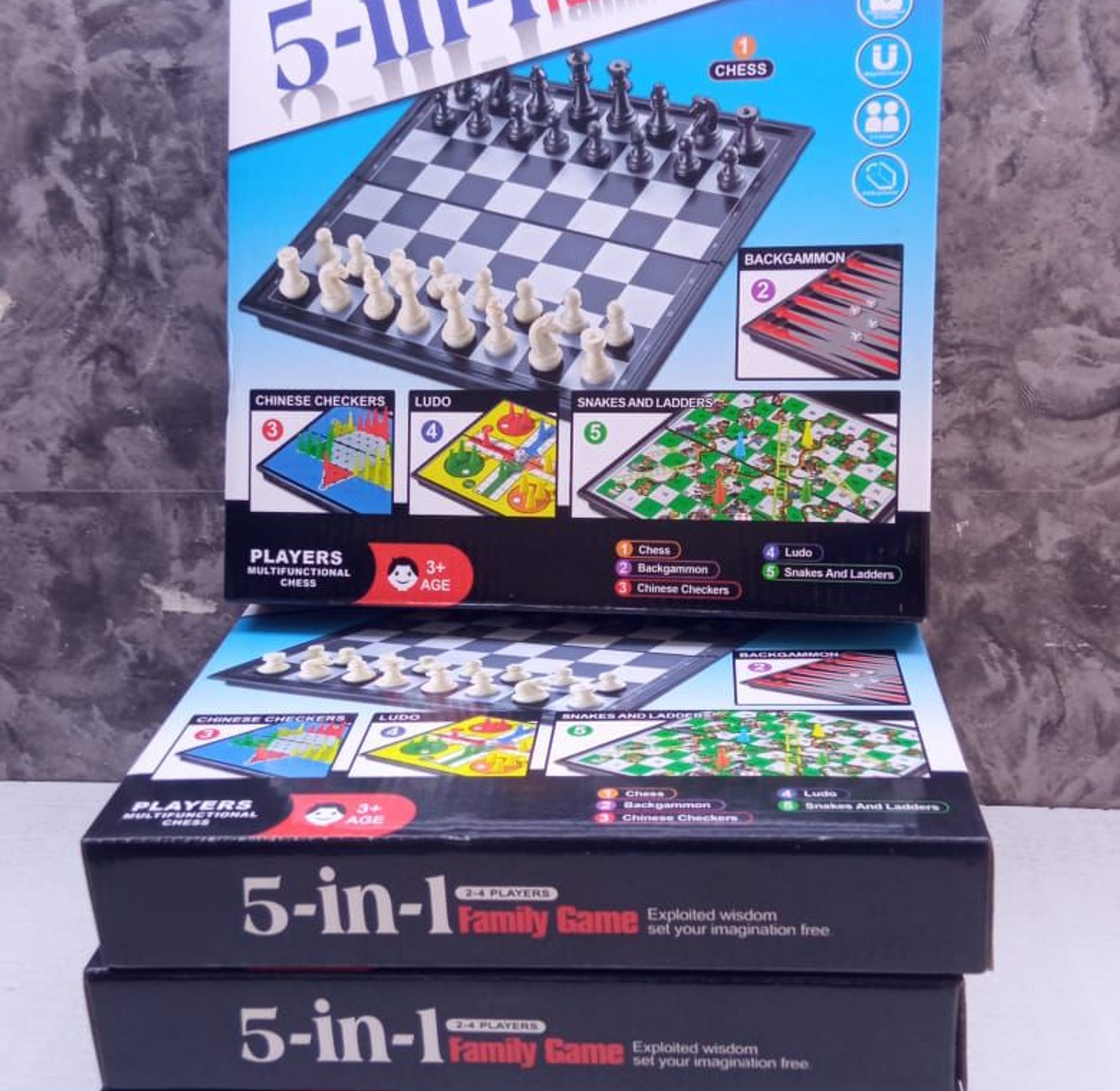 5 In 1  Magnetic Board Game Set Chess, Chinese Checkers, Backgammon, Snake And Ladder For Families On Trip, Camping Activities image