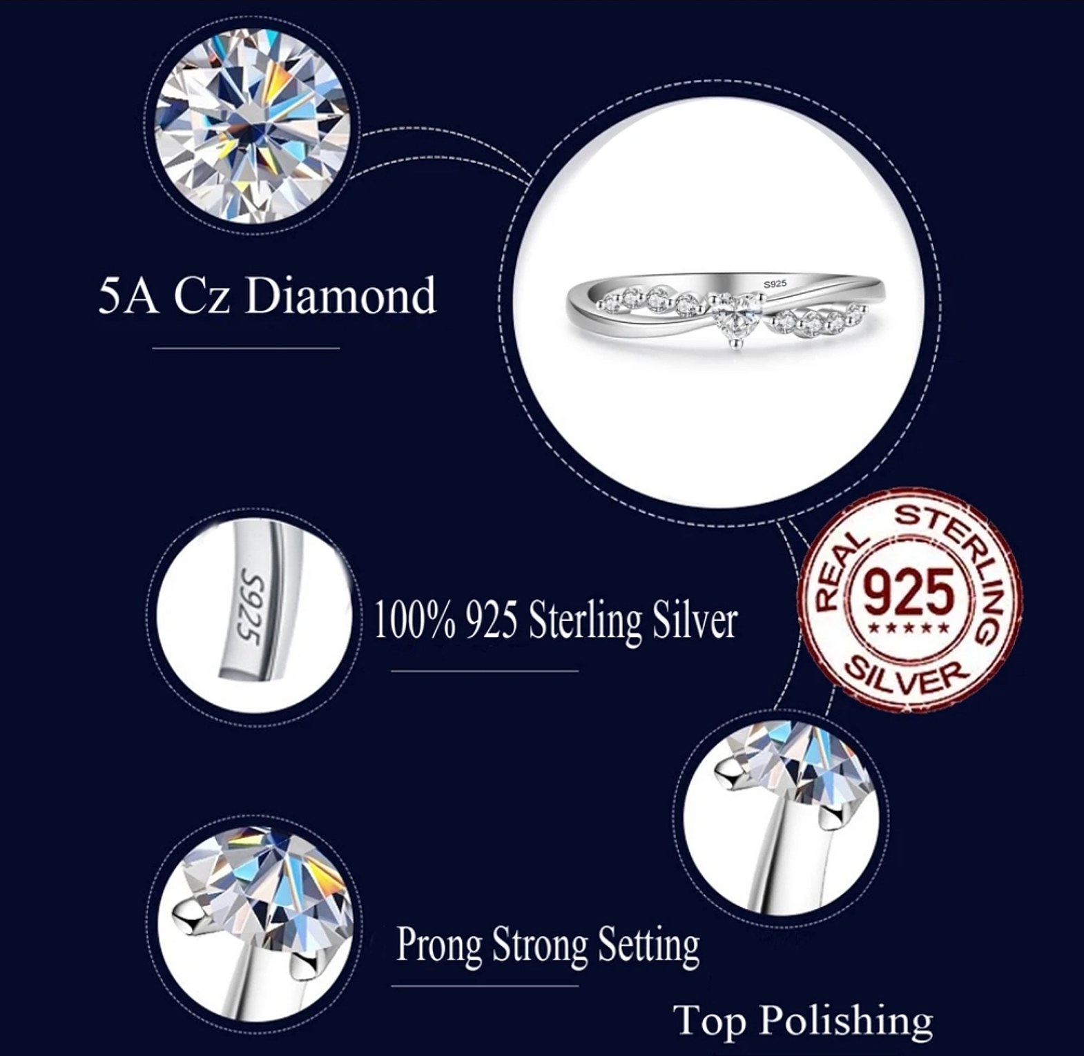 Double Layer Cross Classy Heart Shape Stone S925 Sterling Silver Engagement/ Proposal/Promise Ring  image