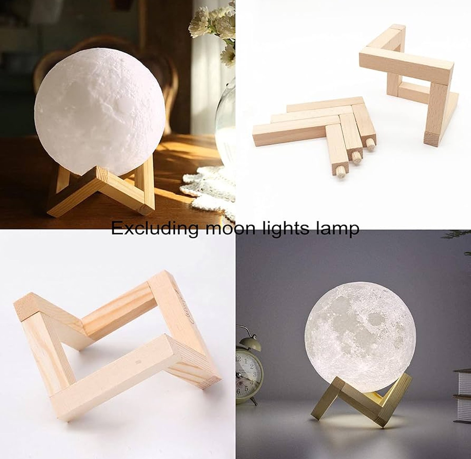 3D Moon Night Light Lamp with Wooden Stand - Adjustable Warm & White LED Bedroom Aesthetic Table Light for Home Decor, Nairobi Kenya image