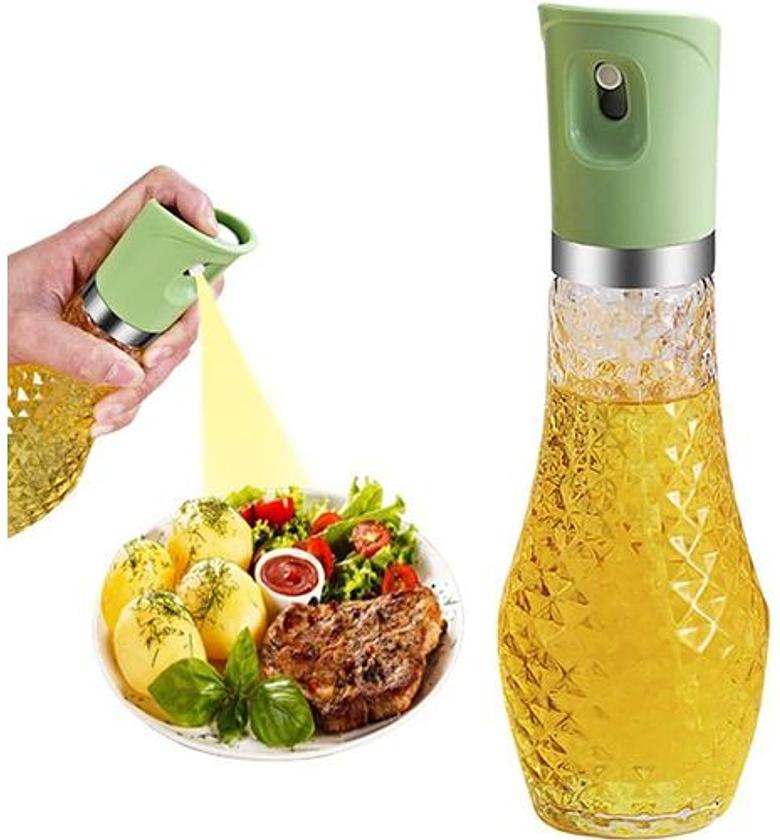 Cooking Oil Spray Bottle 260ml Glass Oil Sprayer Dispenser for Air Fryer and Healthy Cooking image