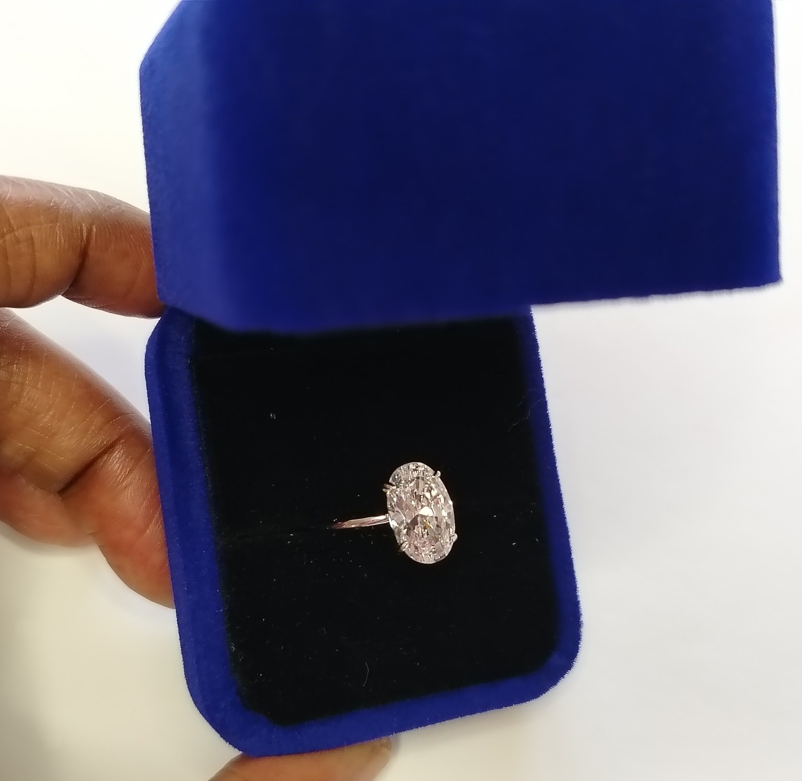 Oval clear cut cubic zirconia sterling silver engagement ring  image