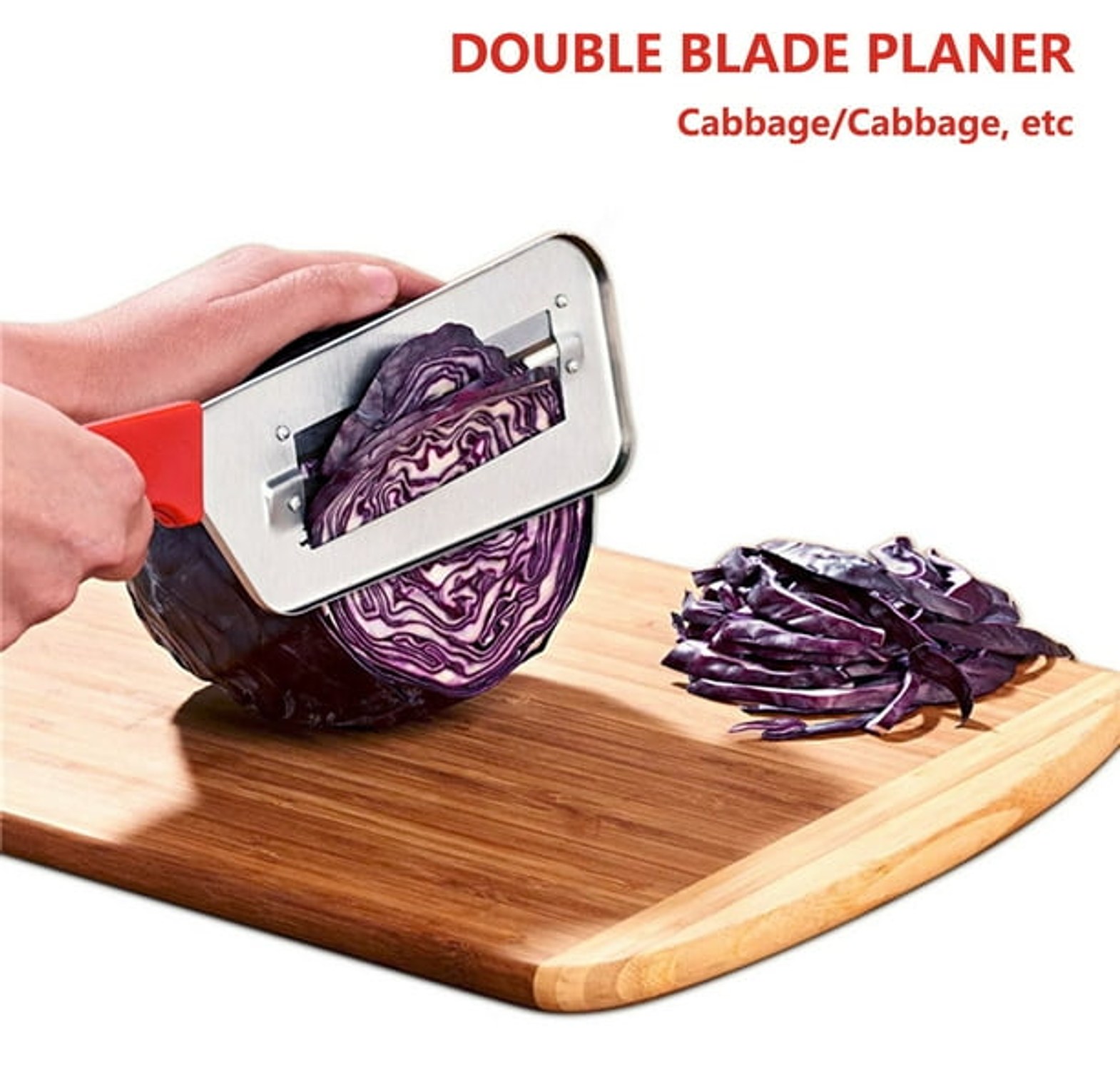 Stainless Steel Double Blade Cabbage Slicer & Vegetable Shredder for Quick Meal Prep - Manual Kitchen Cutter Tool image