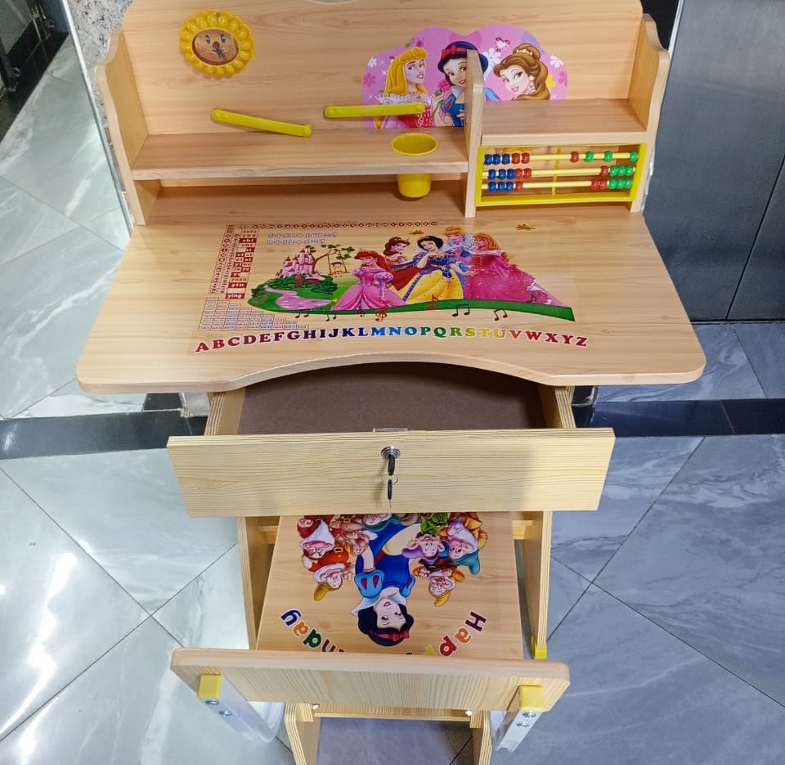 Kids Wooden Study Desk  With A Spacious Tabletop And Convenient Storage Compartments image