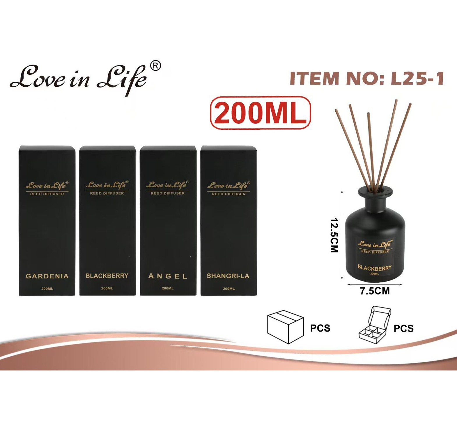 Reed Diffuser Home Air Freshener 200ml Love in Life Luxury Room Fragrance for Living Room, Office & Airbnb image