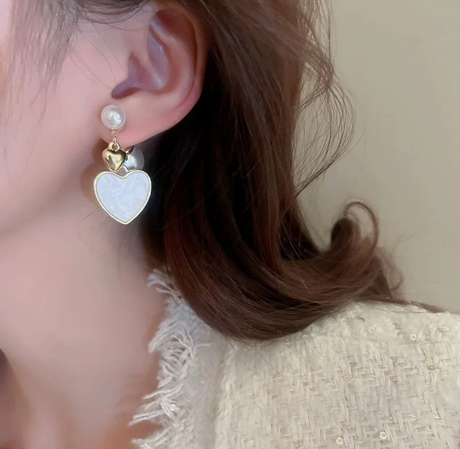 Love pearl reversible earrings  image