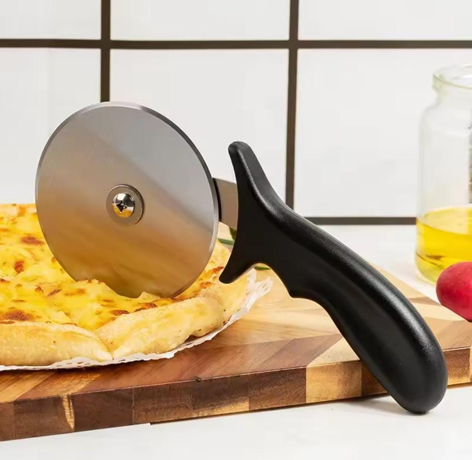 Stainless Steel Pizza Cutter Wheel with Ergonomic Handle – Heavy Duty Pizza Slicer for Home & Commercial Use image