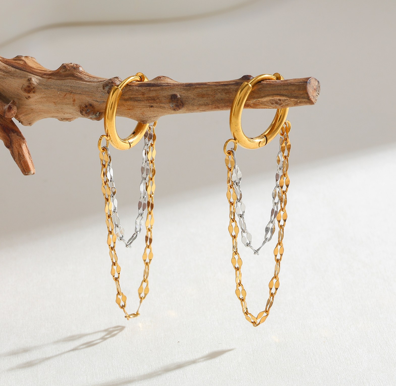 Two tone chain hoops image