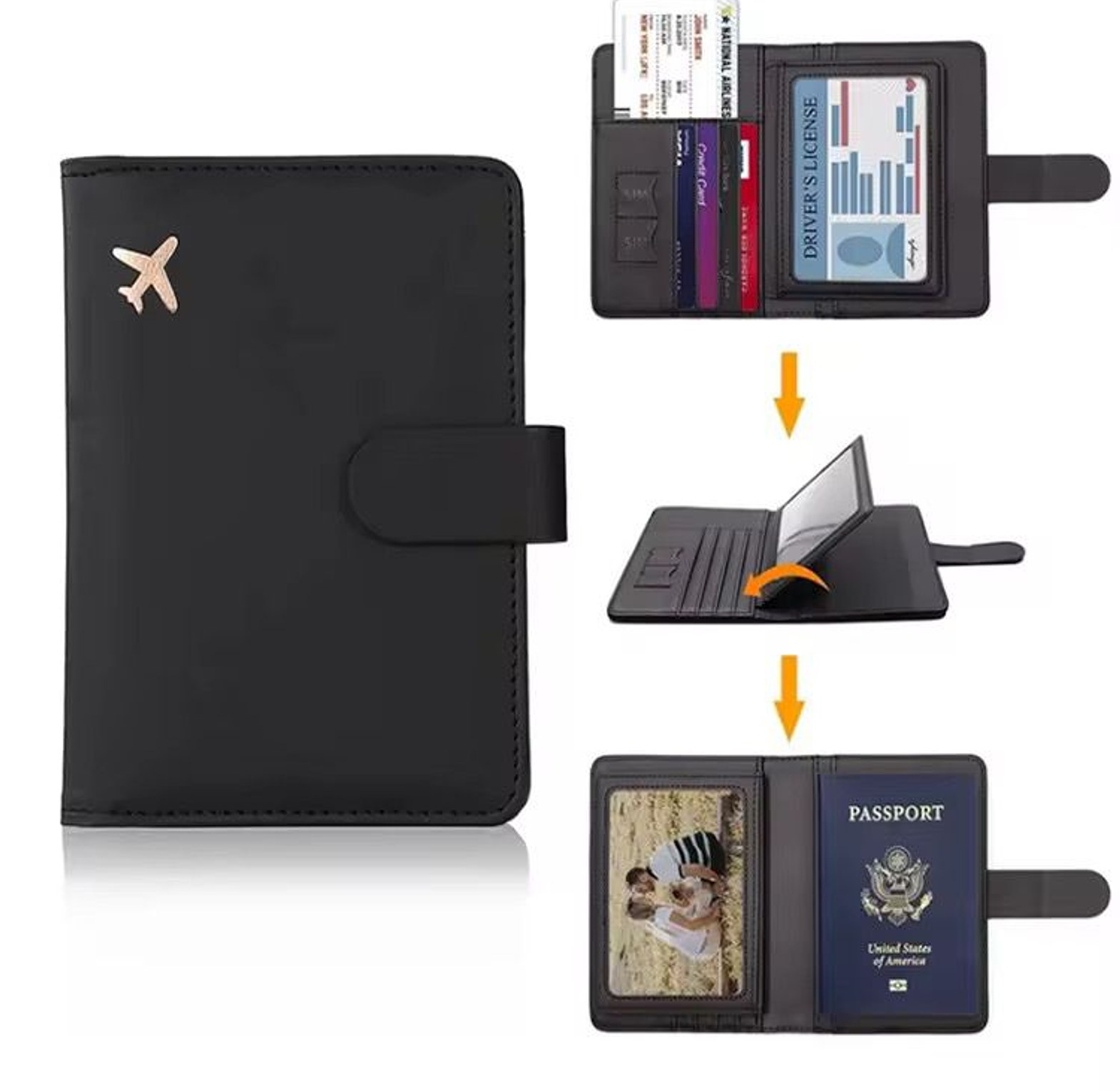 Passport Holder Travel Organizer Wallet and Card Holder image