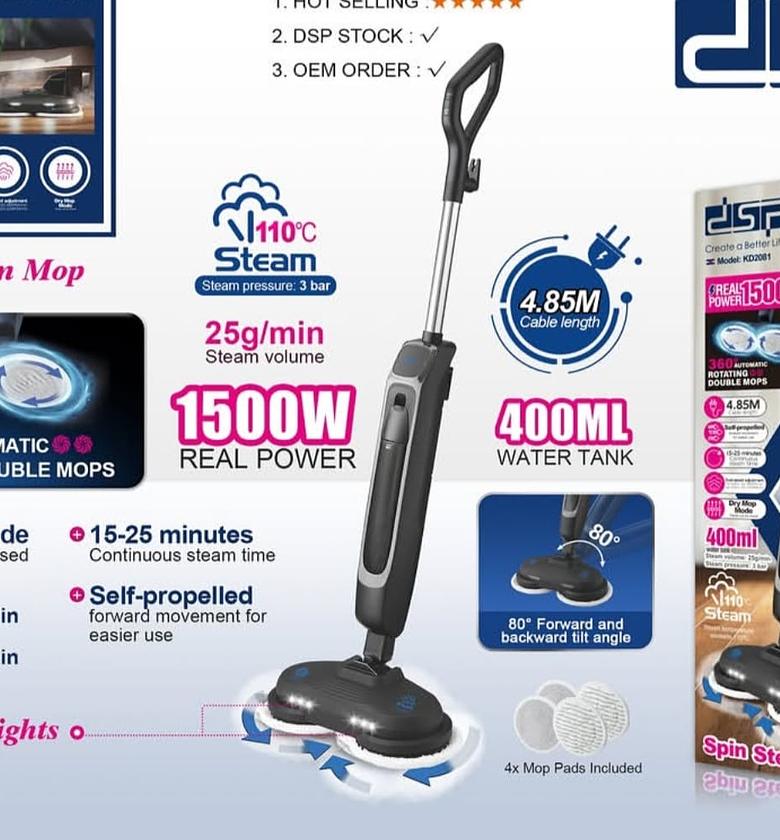 360° Spin Steam Mop with Dual LED Lighting image
