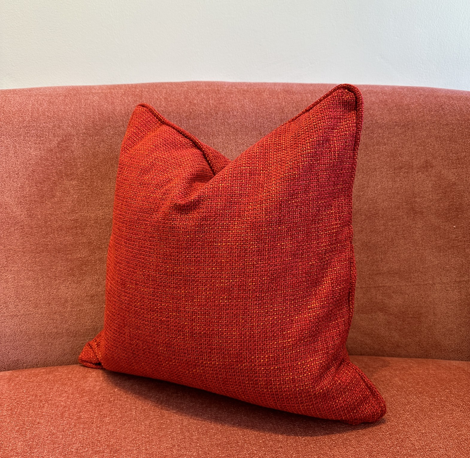 Native red chenille cushion cover. image