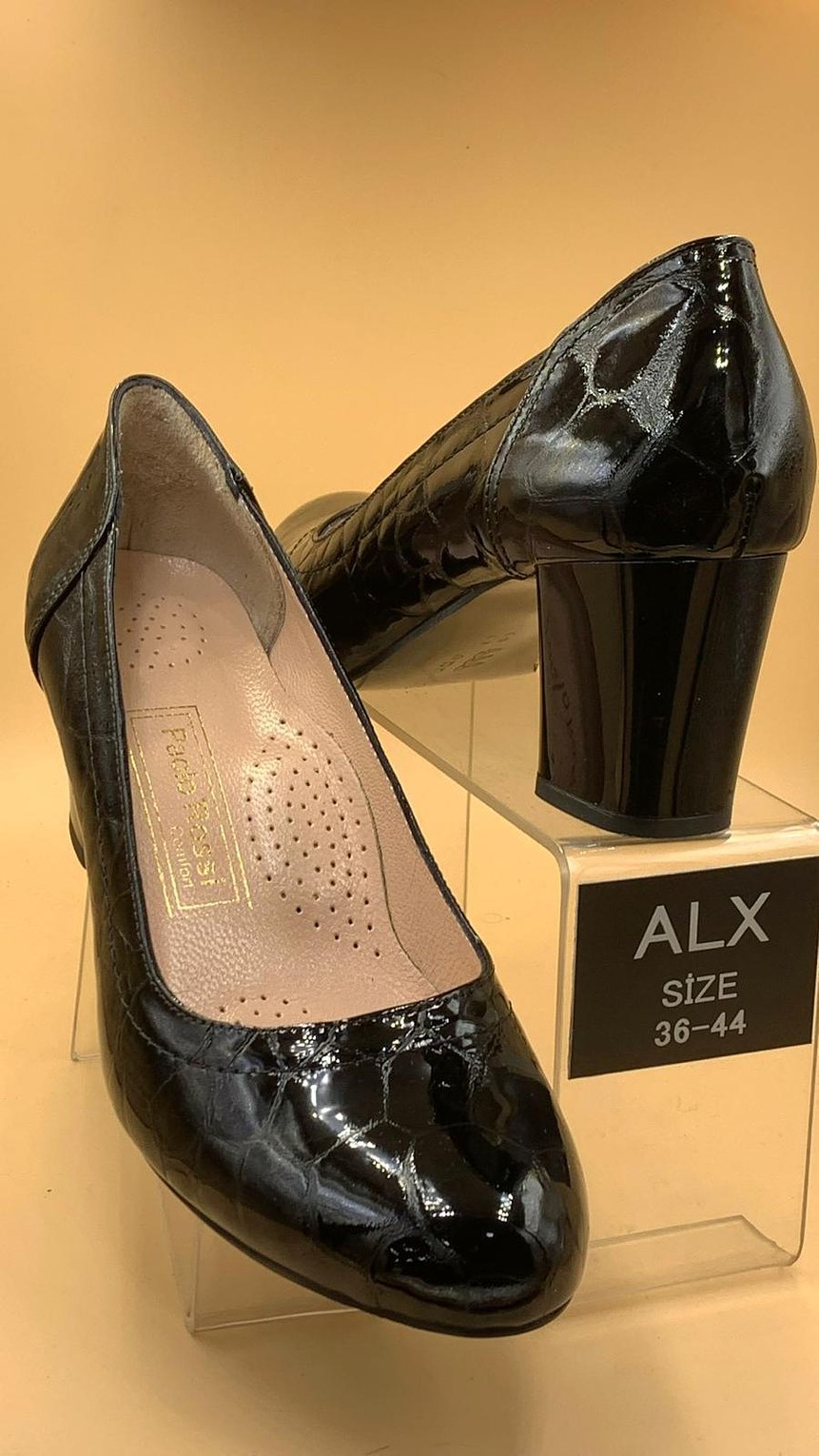Premium Turkish Pure Leather Black Scales Design Shoes image
