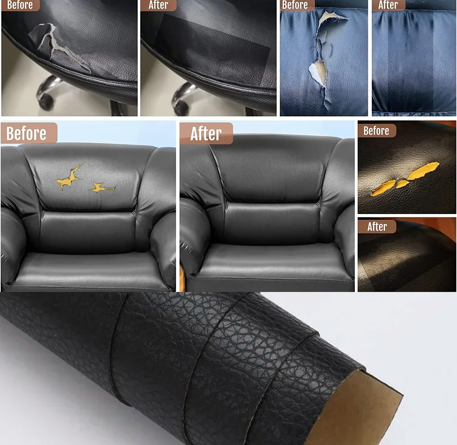 Self-Adhesive Leather Repair Patch Sticker for Sofa, Car Seats & Bags - Waterproof DIY Upholstery Fix image